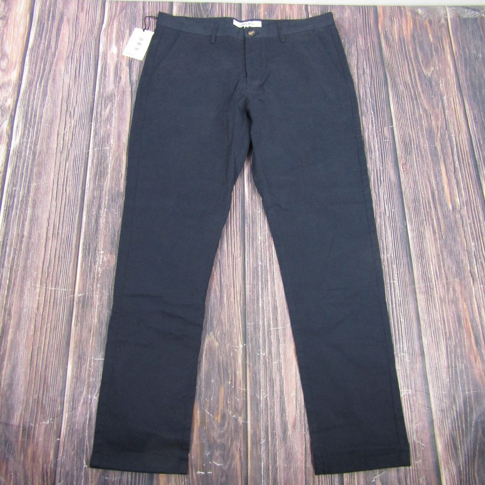Collars & Co. Pants Mens 32x30 Navy Blue CEO Classic Chino Stretch‎ Cotton Dress